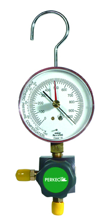 Perkeo 1-Wege Monteurhilfe m.Vakuummeter Manometer 80 mm, Klasse 1.6