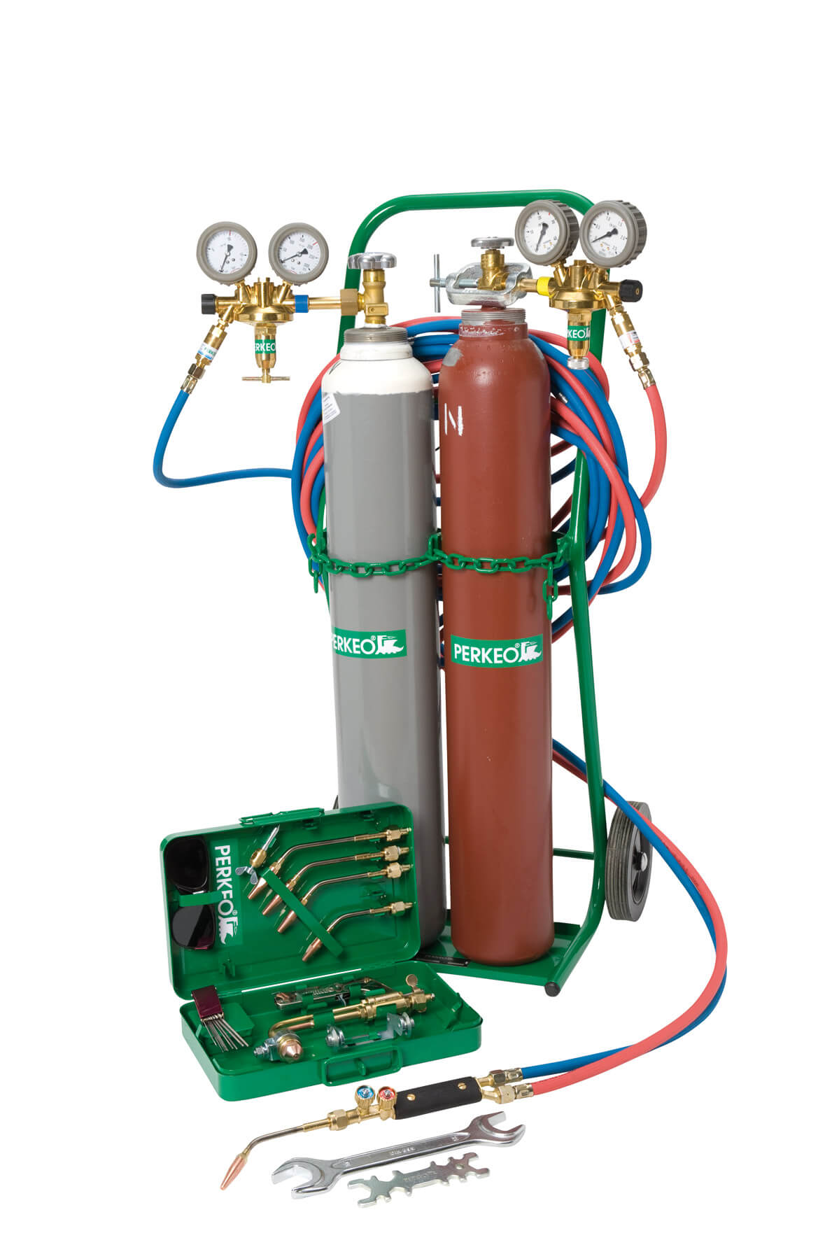 Perkeo A/S-Montagegerät fahrbar mit 10 l Stahlflaschen und Zubehör