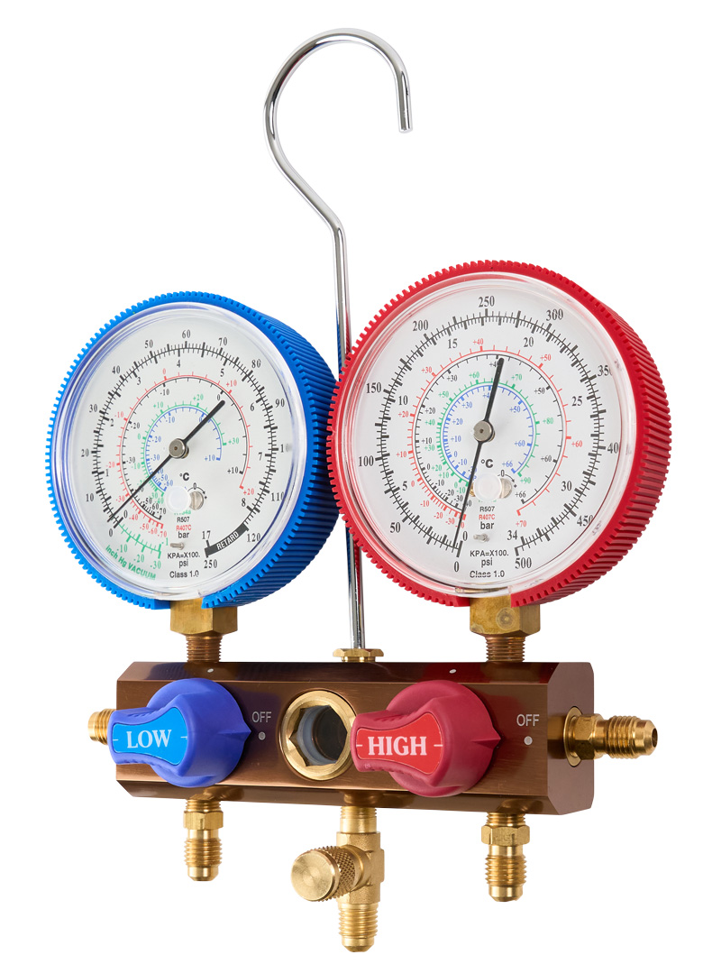 Perkeo 2-Wege Monteurhilfe,Manom.Kl.1.0 für R407c,R404a,R134a,R507