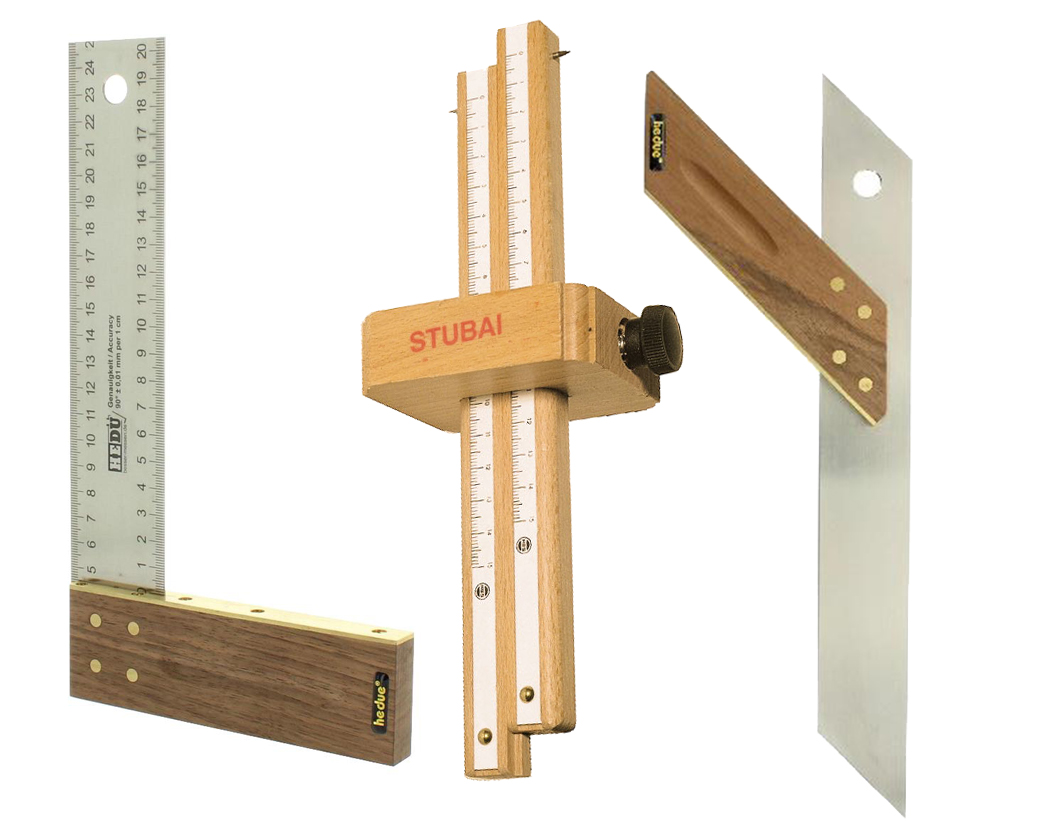 DAKL Tischler- Schreiner- Set N2515: Winkel 250 mm, Gehrmaß, 250 mm-, Streichmaß doppelt